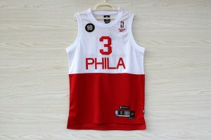 Maillot De Basket Philadelphia 76ers Allen Iverson 3 Engrener Upper and Lower Double Couleur Rouge Blanc